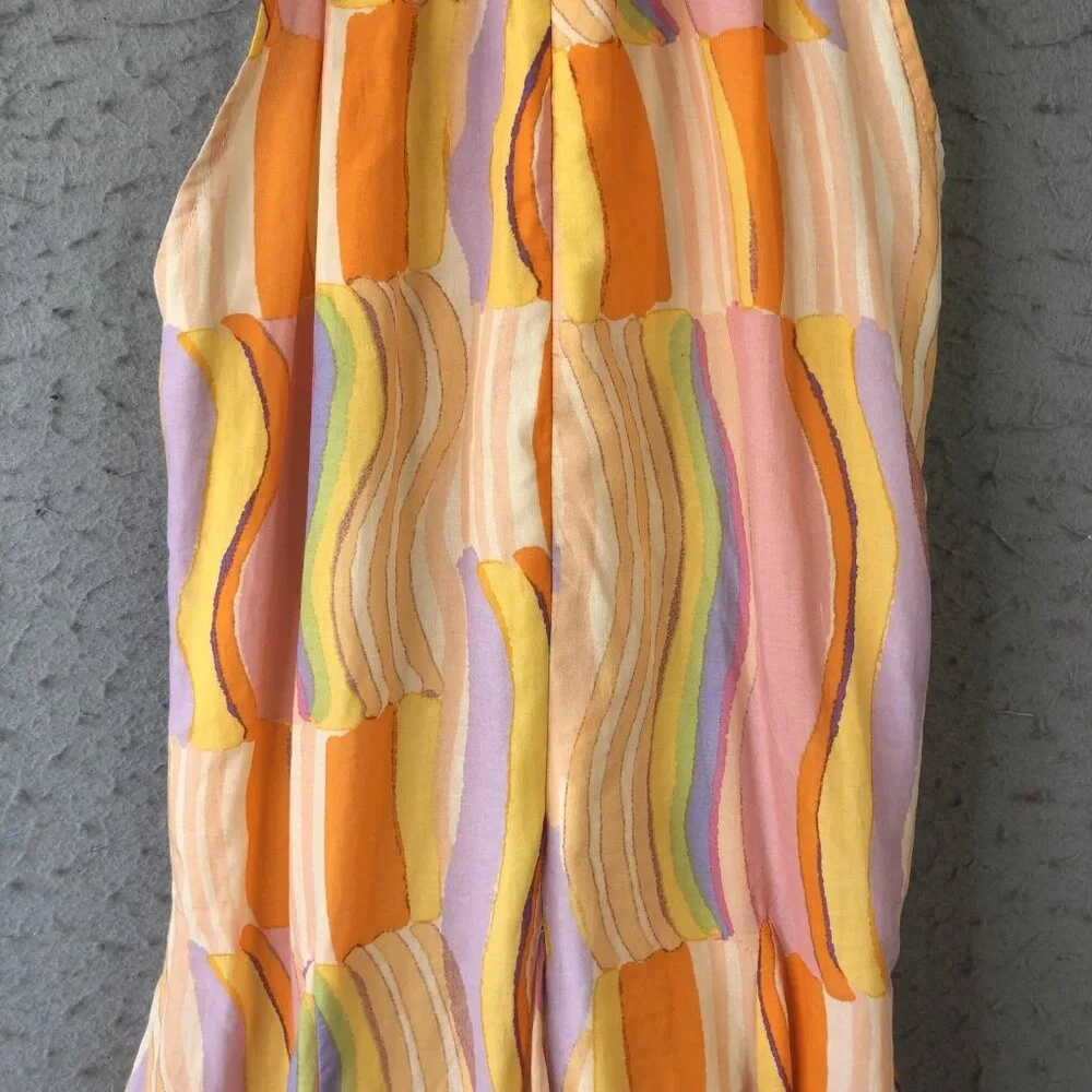 Fate Dress Womens Small Halter Neck Button Front Retro Boho Abstract Mod NEW - Picture 16 of 16